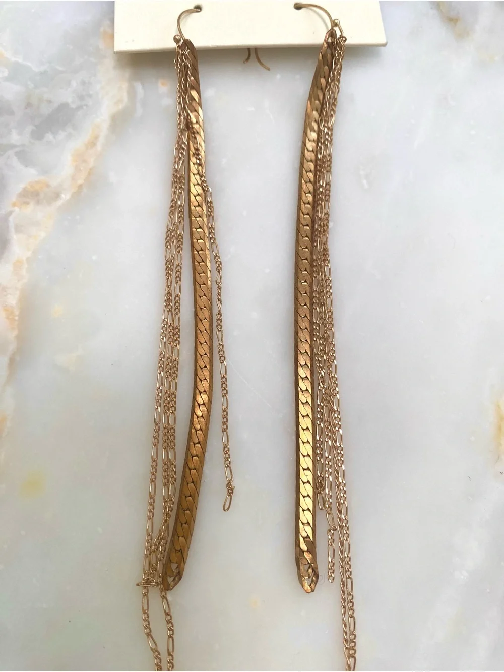 Anthropologie NWT Serefina Gold Chain Fringe Duster Earrings